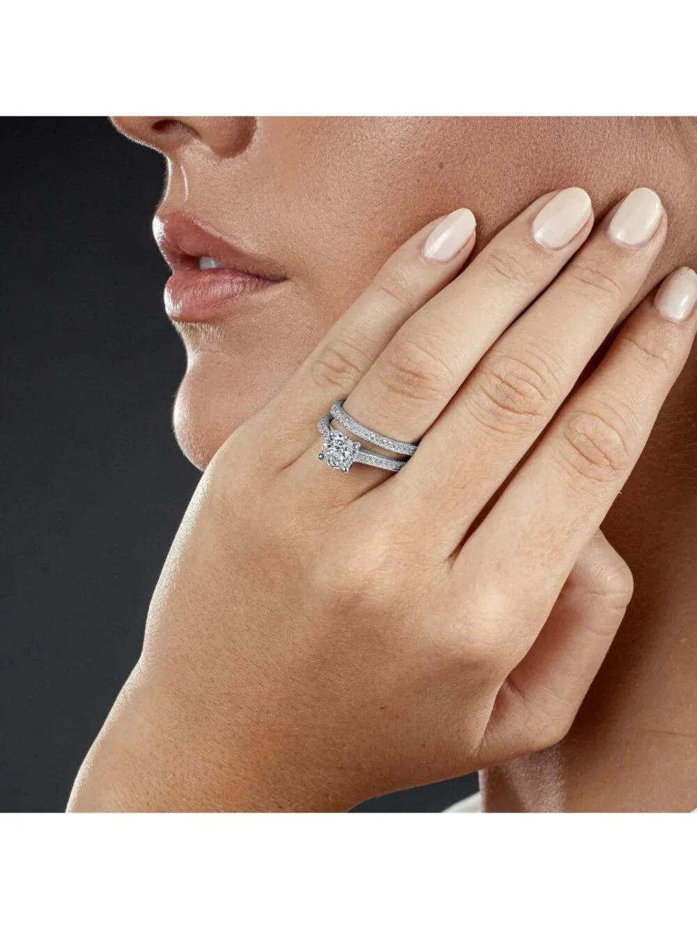 1.25 Carat Round Brilliant CZ Sterling Silver Wedding Engagement Ring Set, Sizes